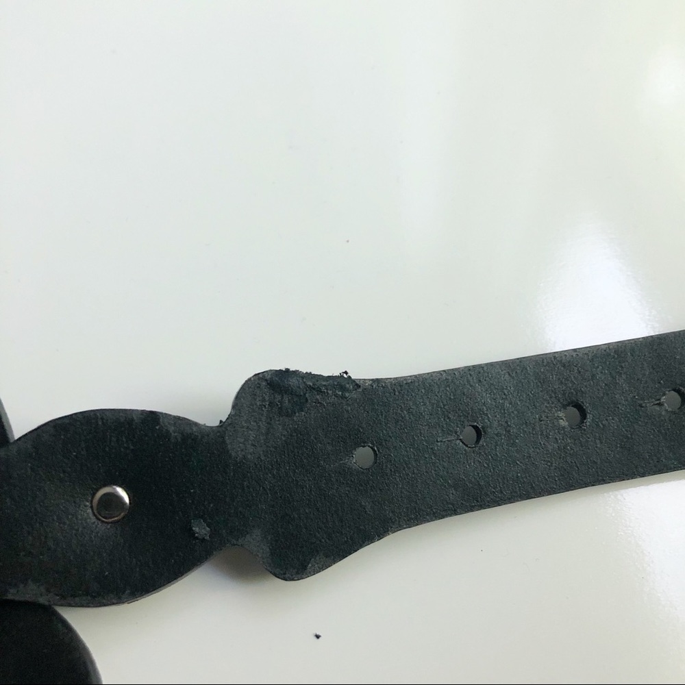 Olga Santino | Black Leather Studded Belt Size L - Picture 7 of 8